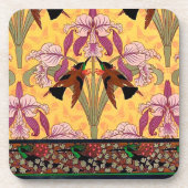 Jugendstil-Kolibri und Blume verneuil tile Getränkeuntersetzer (Vorderseite)