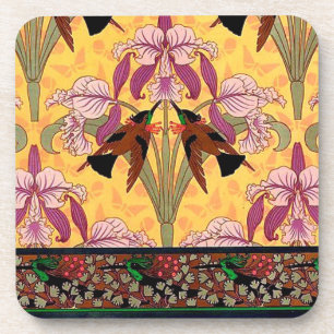 Jugendstil-Kolibri und Blume verneuil tile Getränkeuntersetzer