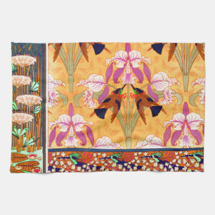 Jugendstil Kolibri und Orchideenblüte Geschirrtuch