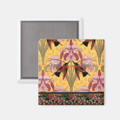 Jugendstil-Kolibris und Blume Magnet (Vorderseite/Rückseite)