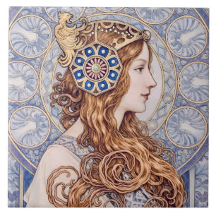 Jugendstil-Königin-Porträt Fliese