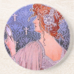 Jugendstil-Korsett-Werbung Sandstein Untersetzer