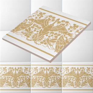 Jugendstil Kranich- und Eulenfriesmuster Fliese