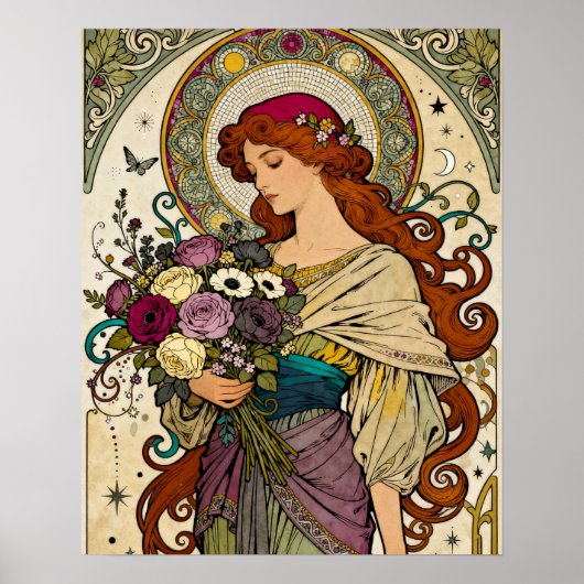 Jugendstil-Kunst mit Staffelei Poster (Vorne)