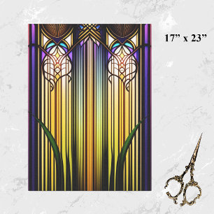 Jugendstil-Kunstwerk Grosses Glasdach Seidenpapier