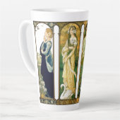 Jugendstil Lady Bird Swan Peacock Dove Latte Tasse (Linke Ecke)