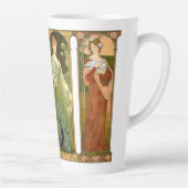 Jugendstil Lady Bird Swan Peacock Dove Latte Tasse (Rechts)