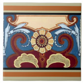 Jugendstil-Libellen- und Blumenfries Fliese (Vorderseite)