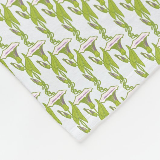 Jugendstil-Licht Ipomoea Tapete im Blumenmuster Ku Fleecedecke (Ecke)