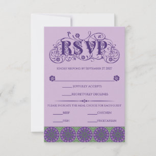 Jugendstil Lila Distel Rad Vertikal RSVP Karte