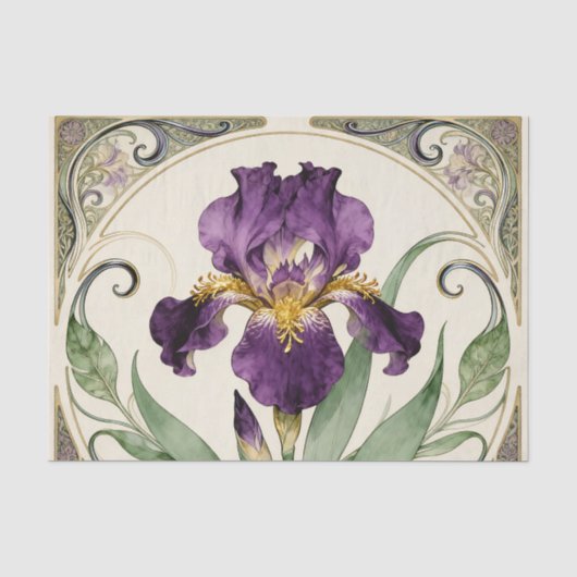 Jugendstil Lila Iris Seidenpapier (Vorderseite)