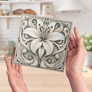 Jugendstil-Lilien-Blumenfliesen Fliese