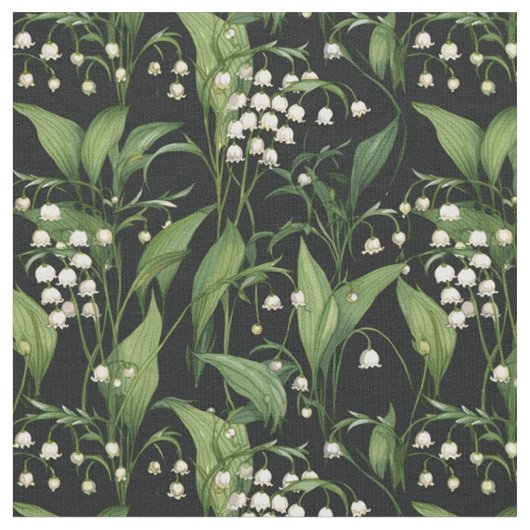 Jugendstil-Lilien-des-Tals-Muster Stoff (Nahaufnahme)