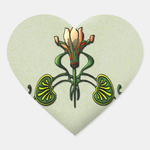 Jugendstil-Lilien (herzförmige Sticker) Herz-Aufkleber