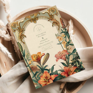 Jugendstil-Lilien-Hochzeit – Florales Rahmendesign Einladung