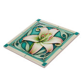 Jugendstil-Lilien-Keramikfliese. Fliese (Seite)