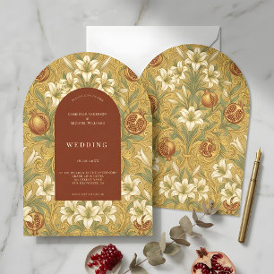 Jugendstil-Lilienbogen Blumenvintage-Muster  Einladung