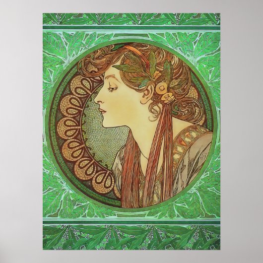 Jugendstil-Lorbeer von Alphonse Mucha Poster (Vorne)