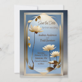 Jugendstil-Lotus-Blumen Hochzeit Save The Date