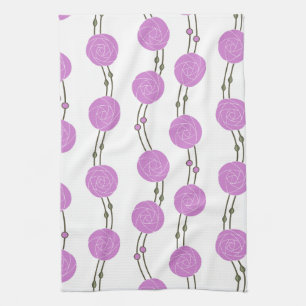 Jugendstil Mackintosh-Rosenstreifen Rosa Geschirrtuch