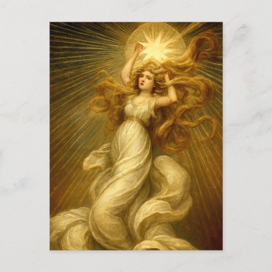 Jugendstil-Mädchen greift nach den Sternen Postkarte (Vorderseite)