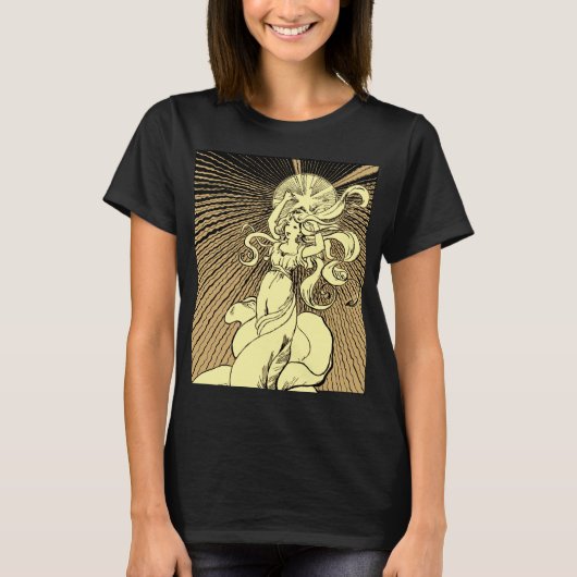 Jugendstil-Mädchen greift nach den Sternen T-Shirt (Vorderseite)