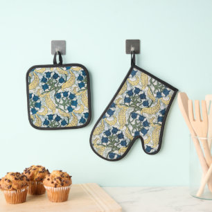 Jugendstil Maiglöckchen-Blüte Verneuil Ofenhandschuh & Topflappen-Set