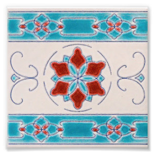 Jugendstil-Majolika-Fliesenmuster Fotodruck
