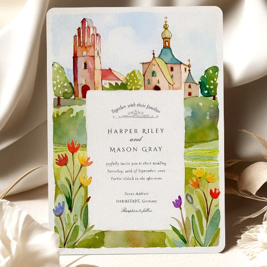 Jugendstil Mathildenhöhe Darmstadt Wassercolor Einladung