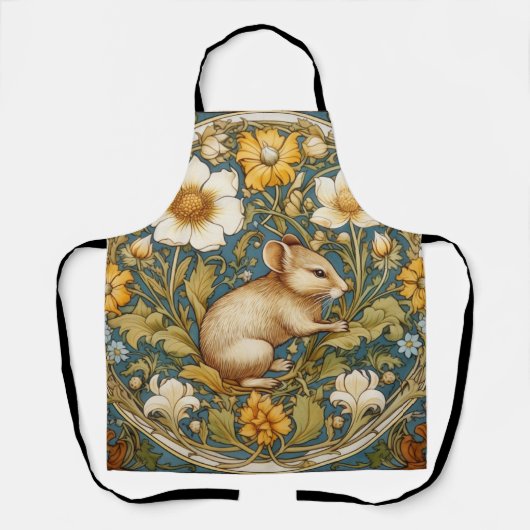 Jugendstil-Maus und Blumen Schürze (Vorderseite)