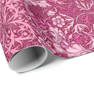 Jugendstil-Meeresalgen-Blumen, Fuchsia-Pink Geschenkpapier