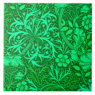 Jugendstil-Meeresalgen-Blumen, Smaragdgrün Fliese