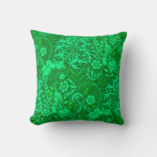Jugendstil Meeresalgen-Blumen, Smaragdgrün Kissen