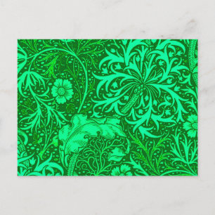 Jugendstil-Meeresalgen-Blumen, Smaragdgrün Postkarte