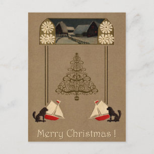 Jugendstil Merry Christmas Postkarte