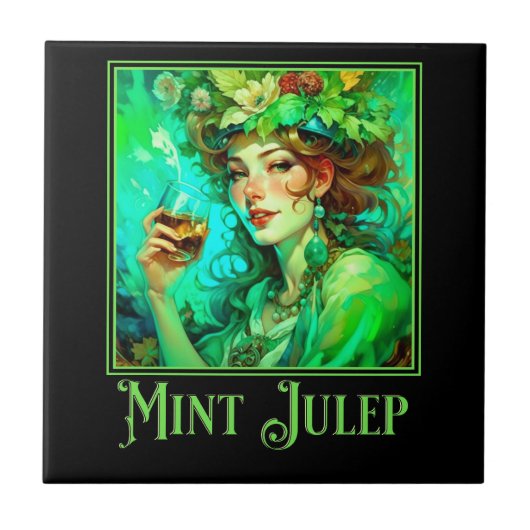 Jugendstil Mint Julep Fliese (Vorderseite)