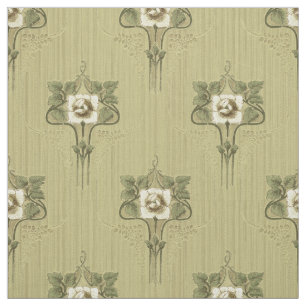 Jugendstil Mission Style White Blume Muster Stoff