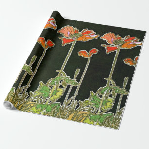 Jugendstil Mohnblumen 1901 Geschenkpapier