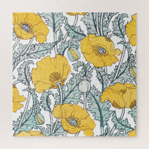 Jugendstil-Mohnblumenmuster   GROSS Puzzle