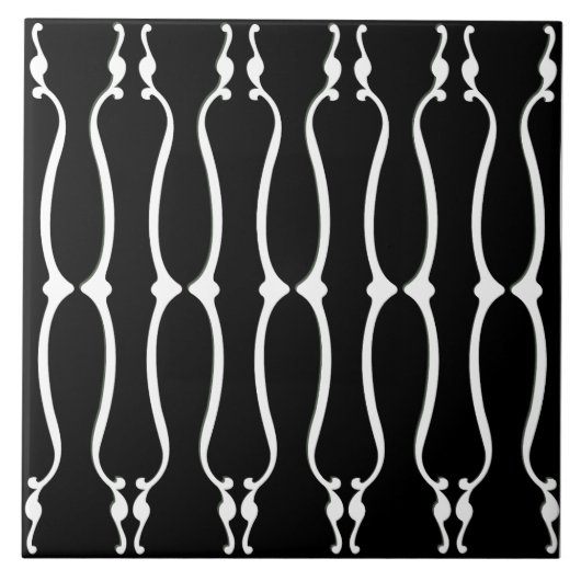 Jugendstil-Monochrommuster Fliese (Vorderseite)