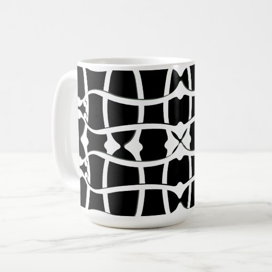 Jugendstil-Monochrommuster Kaffeetasse (Vorderseite Links)