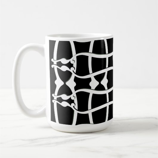 Jugendstil-Monochrommuster Kaffeetasse (Links)