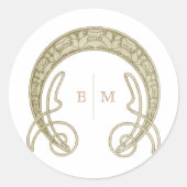 Jugendstil-Monogramm Mucha-Initialen-Versand Runder Aufkleber (Vorderseite)