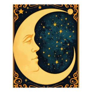 Jugendstil-Moon-Illustration Fotodruck