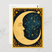 Jugendstil-Moon-Illustration Postkarte (Vorne/Hinten)