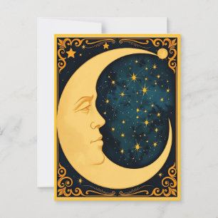 Jugendstil-Moon-Illustration Postkarte
