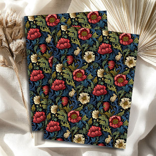 Jugendstil Morris Blume Pastellblau Seidenpapier