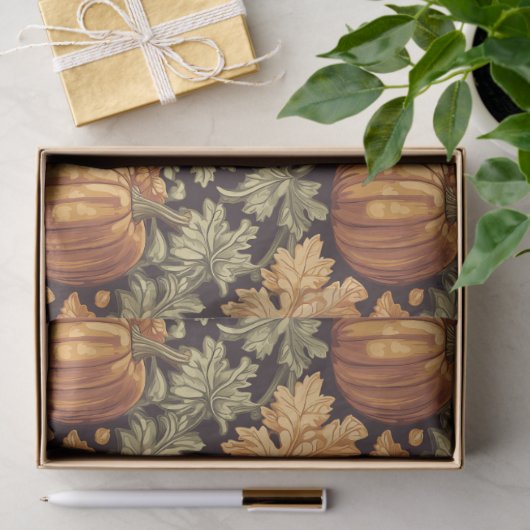 Jugendstil Morris Herbstkürbis pastellgrün Seidenpapier (Geschenk)
