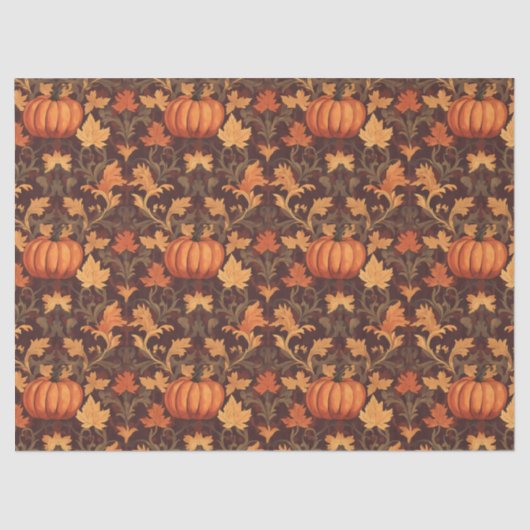 Jugendstil Morris Herbstliche Herbstlaub Kürbis Seidenpapier (Vorderseite)