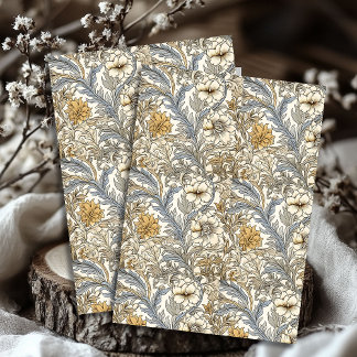 Jugendstil Morris pastellblaues Elfenbein, weiße B Seidenpapier